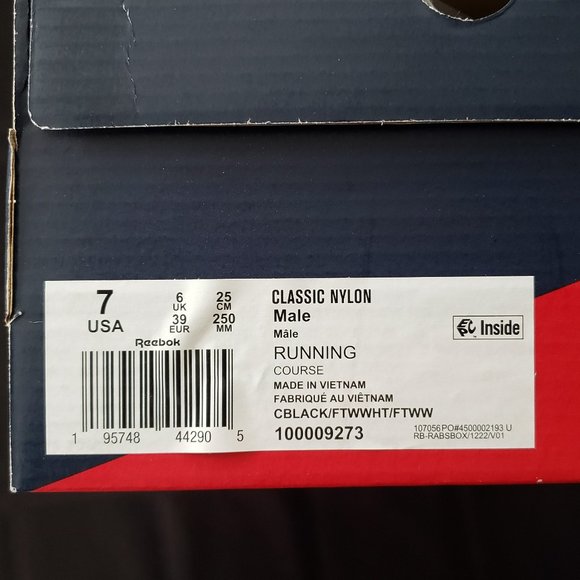 NEW Reebok Classic Nylon Men's Black/White Size 7 Shoes - Picture 8 of 8